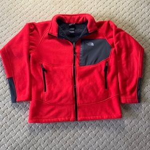 Dark Orange North Face Fleece Zip Up Jacket